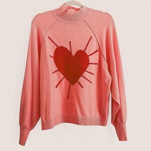 Kerri Rosenthal “Radiant Heart” Knit Sweater – Pink & Red Lovecore Cozy Medium